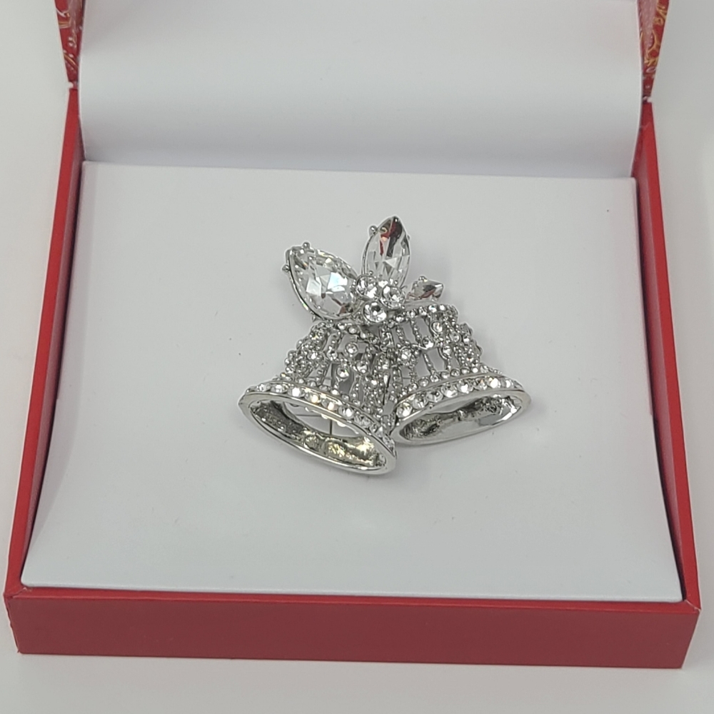 Charter Club Silver Tone Crystal Bell Pin